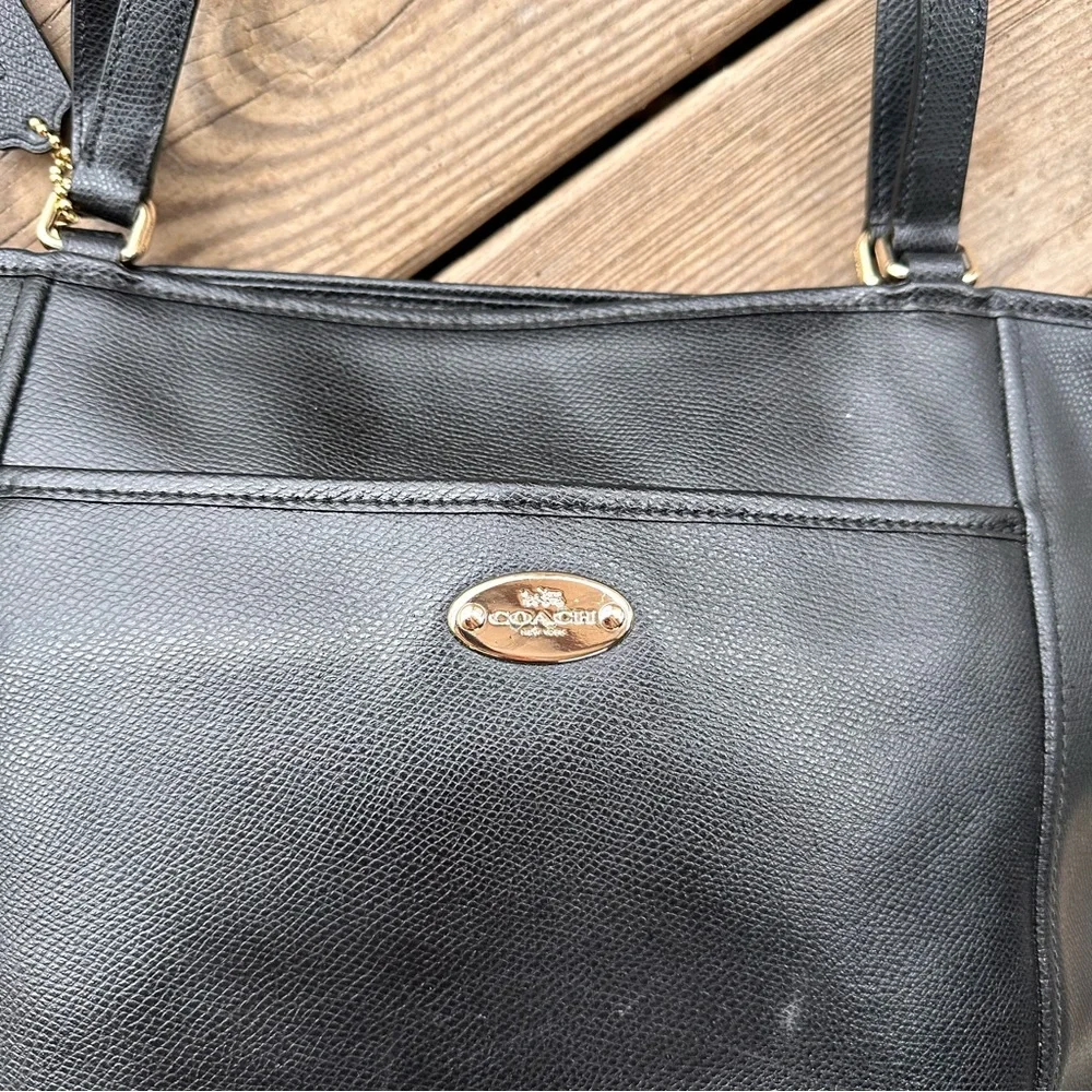 Coach Crossgrain Leather Pocket Tote F34497 Black Crossbody Shoulder Bag Tote